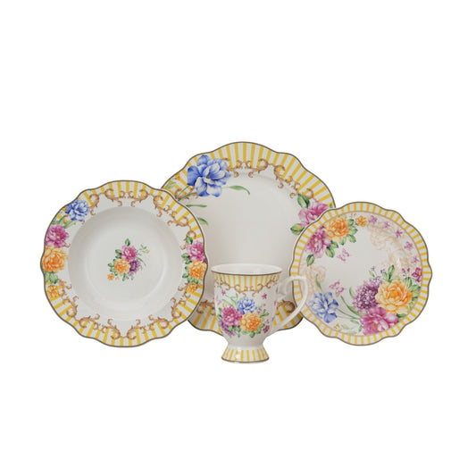 Set da tavola con strisce di caramelle al limone