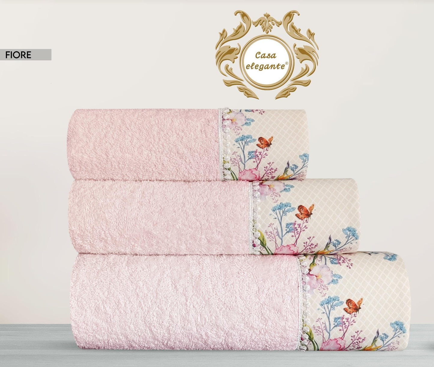 Fiore pink towel set
