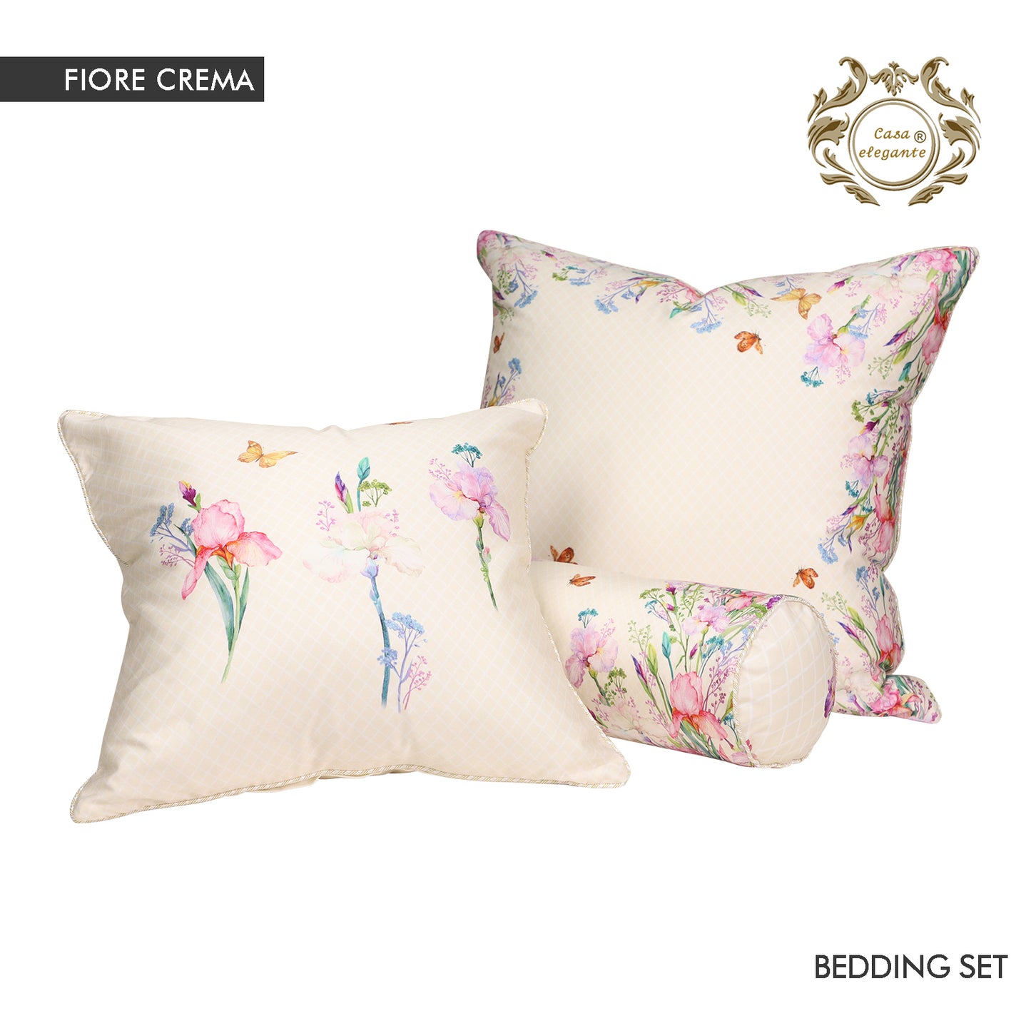 Set lenjerie de pat Fiore crema de la