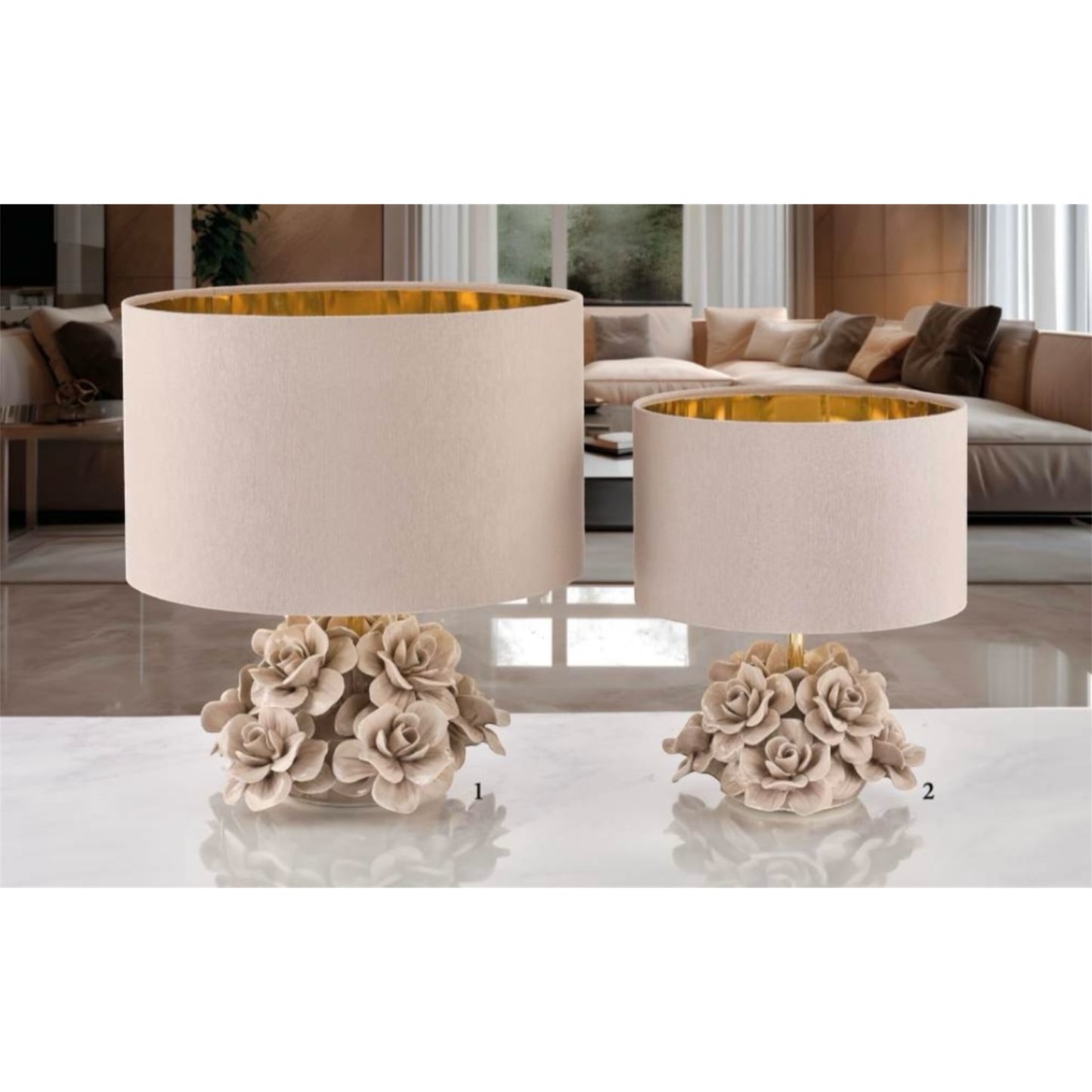 Capodimonte beige rose lamp