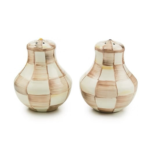 mocha Check Salt & Pepper Shakers