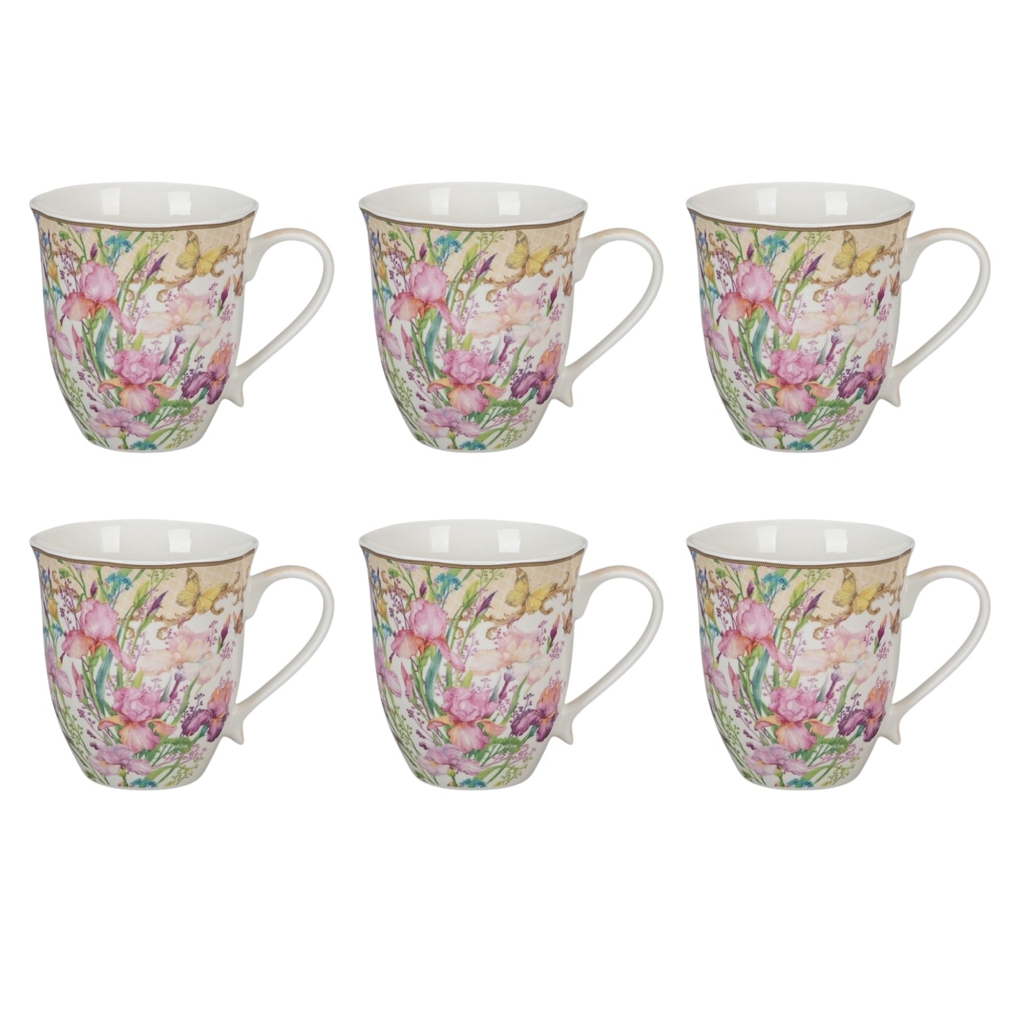 Fiore cream set of six mugs