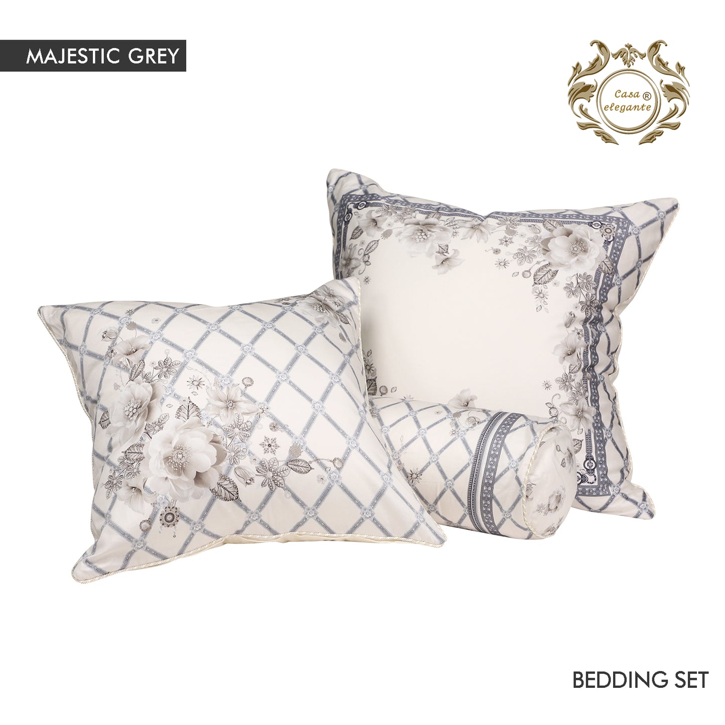 Conjunto de cama majestoso cinza