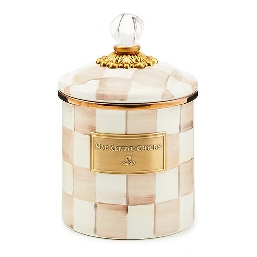 MOCHA Check Enamel Canister - Small