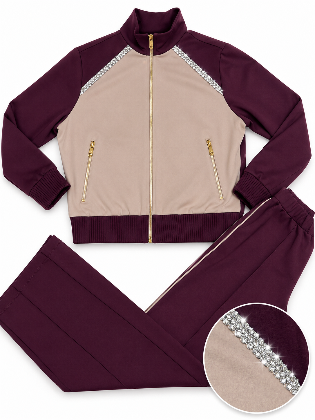 Luxury burgundy& beige lounge set