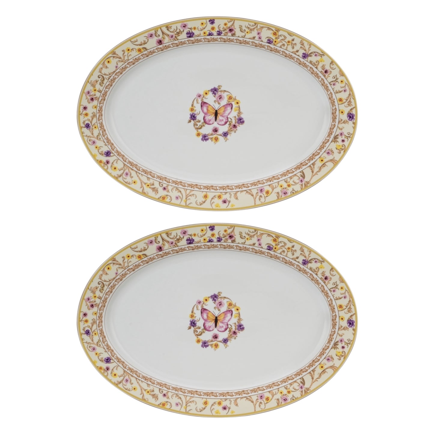 Ivory butterfly Pair of 16”ovel platter