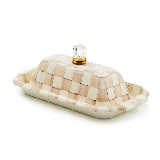 mocha Check Enamel Butter Box