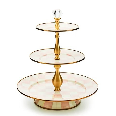 Rosy check three tier sweet stand