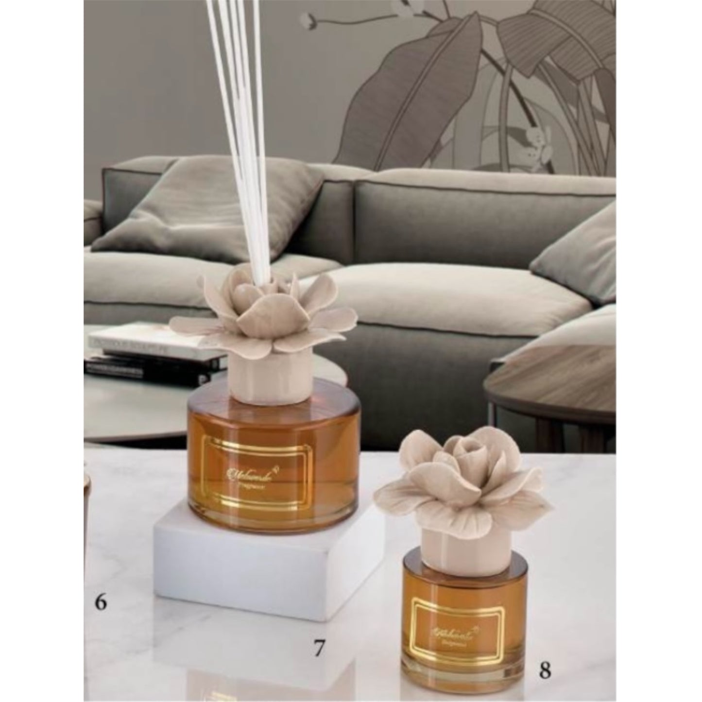 Capodimonte round mocha rose diffuser