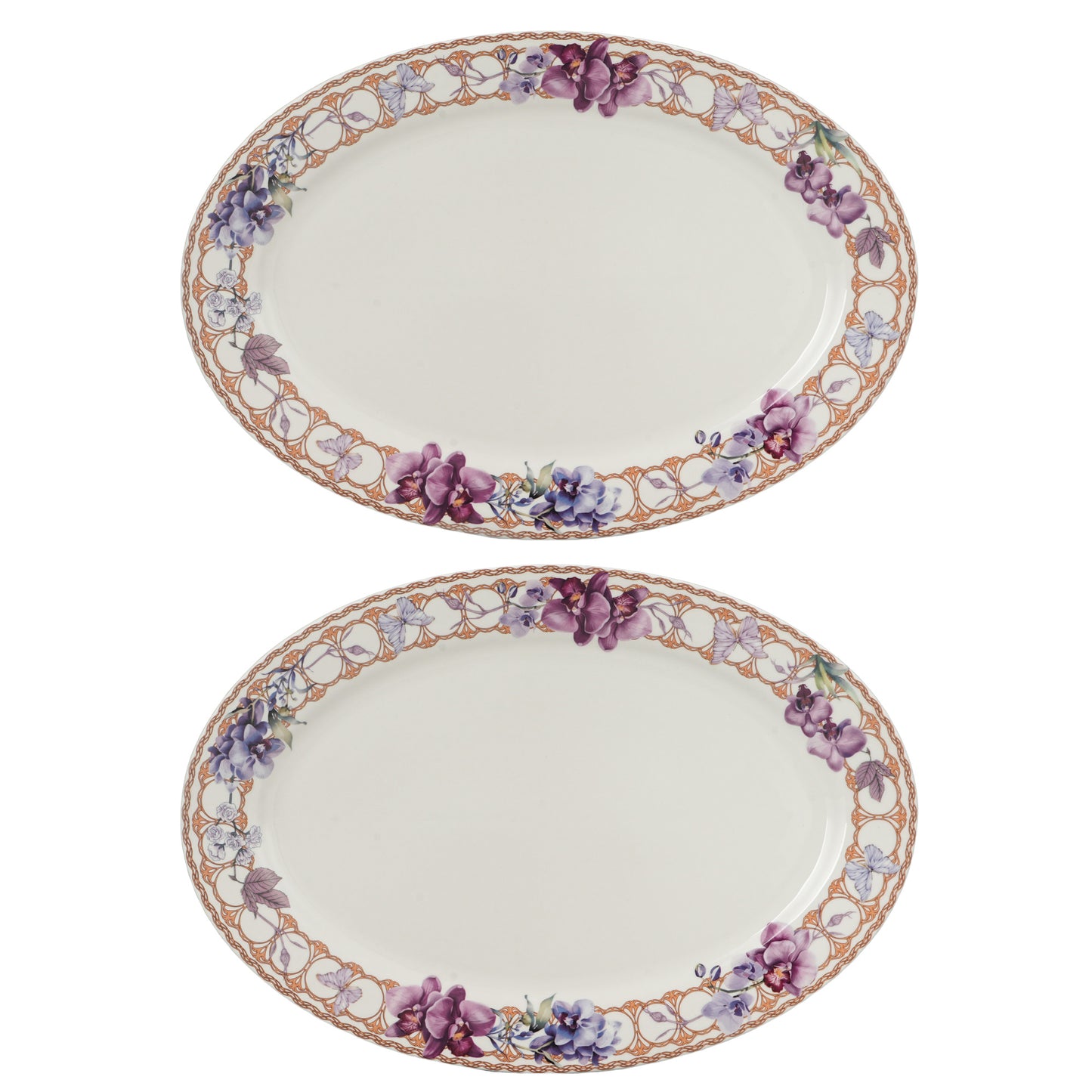 Lilac orchid Pair of 16”ovel platter