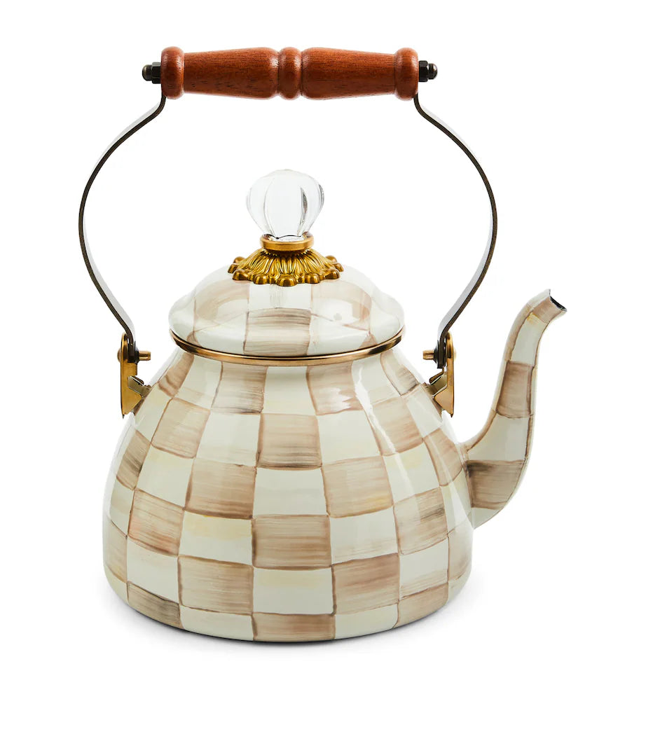 Mocha Check 2 Quart Tea Kettle