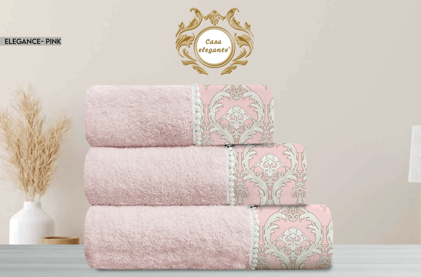 Elagance pink towel set