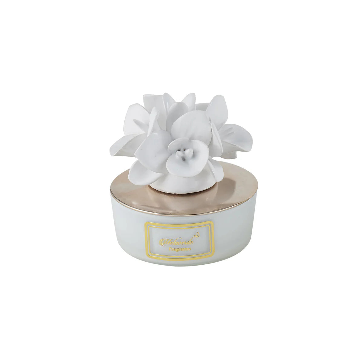 Capodimonte white orchid candle