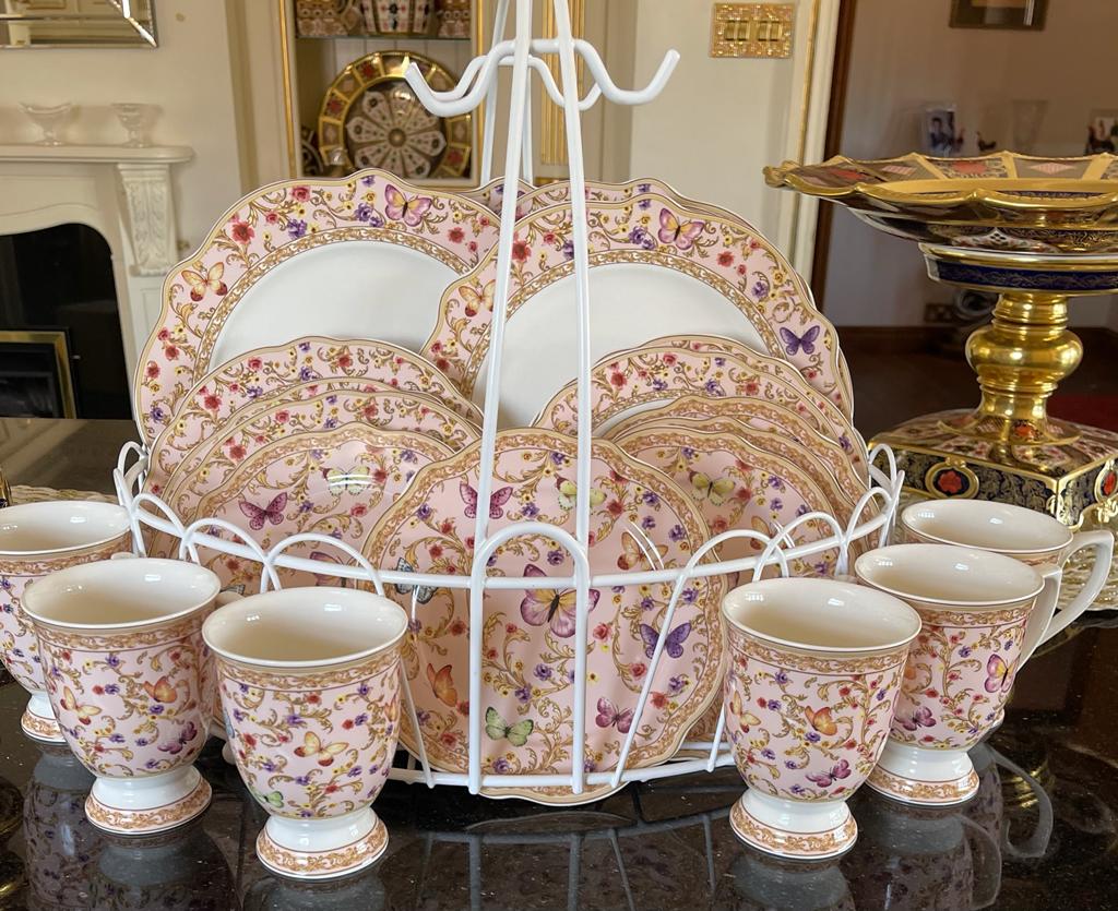 PINK BUTTERFLY 24 PIECE DINNER SET