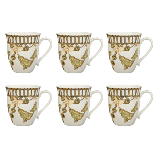 Gold tassels set of six mugs