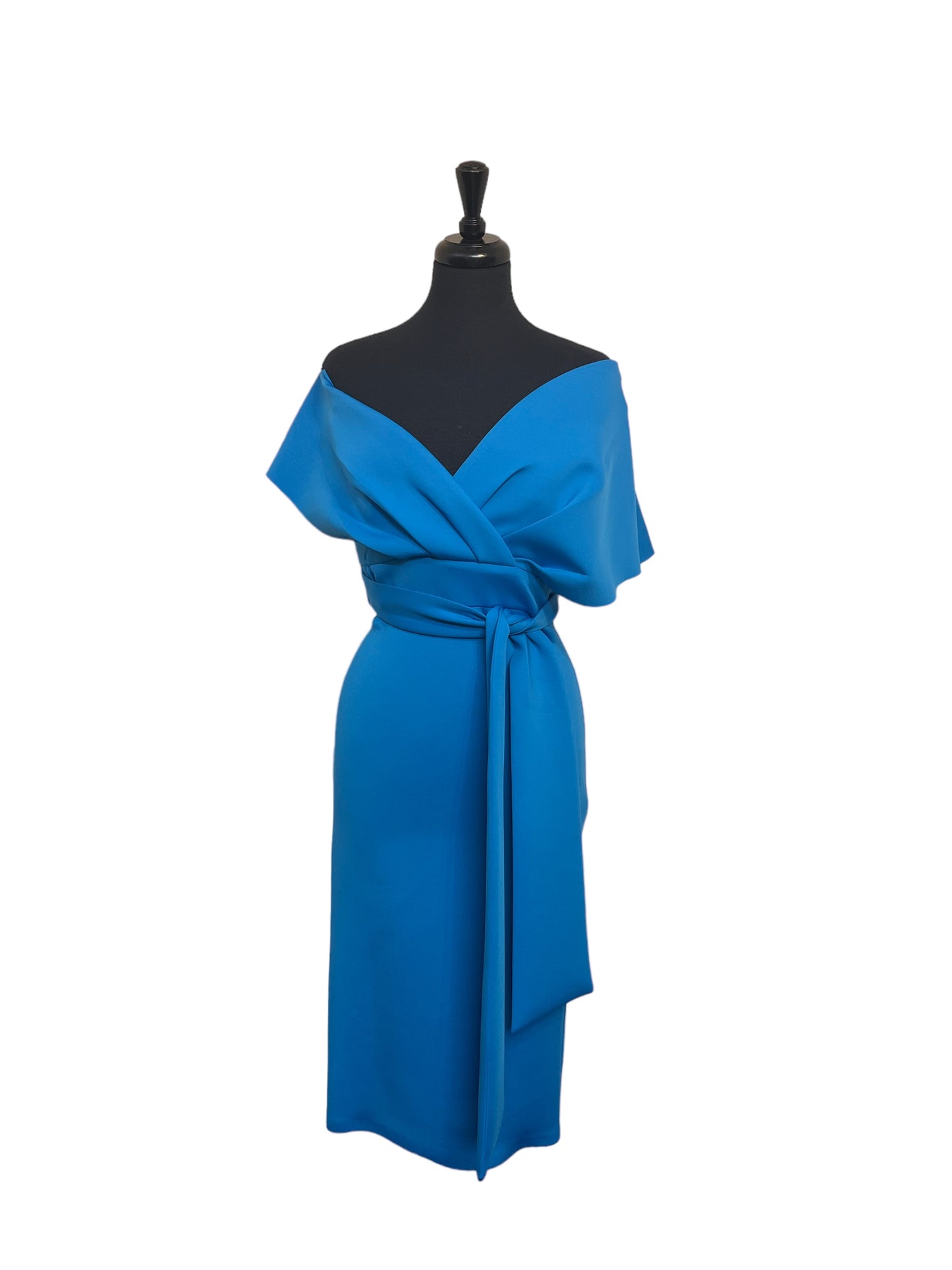 robe crayon bleue longueur genou