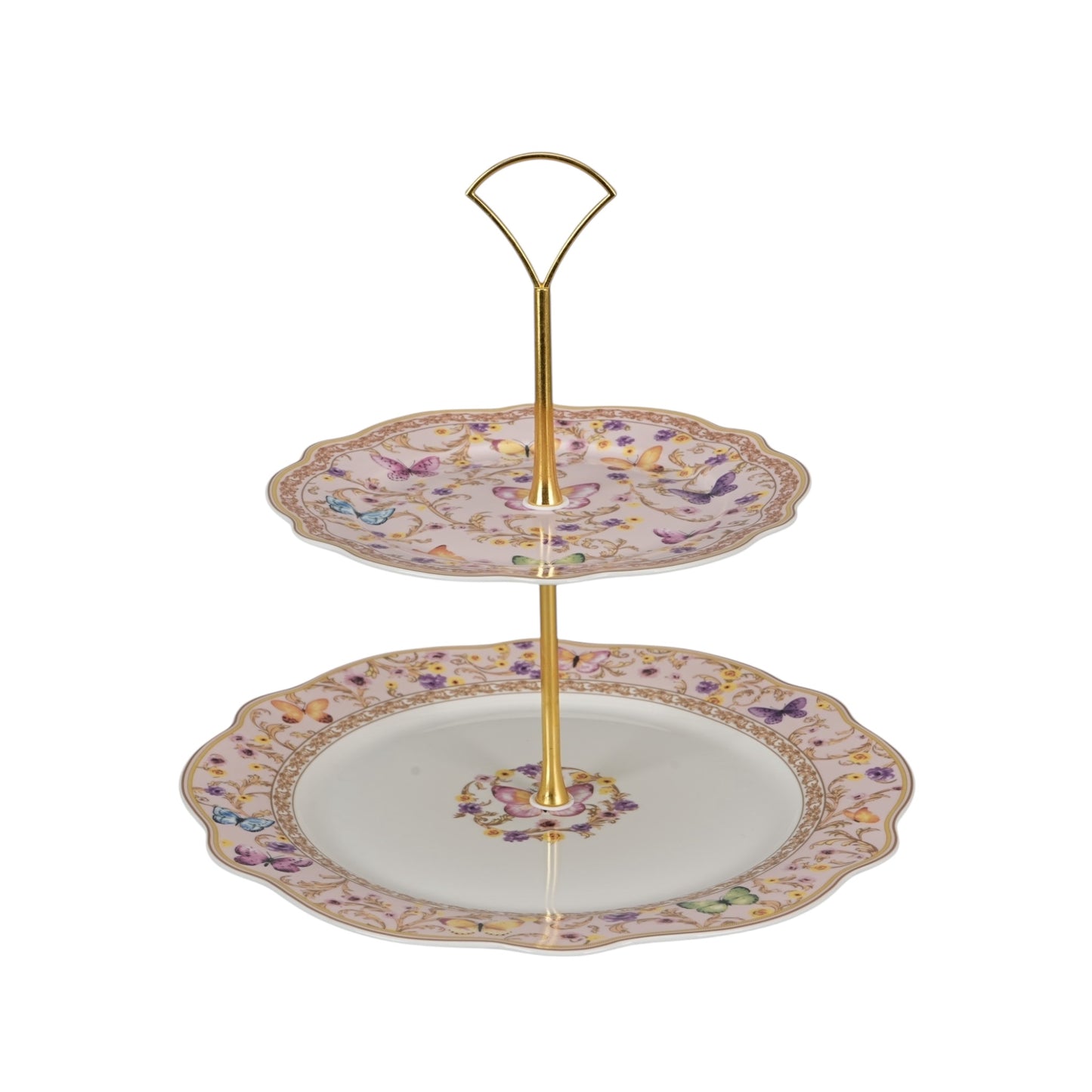 Pink butterfly 2 tier cake stand