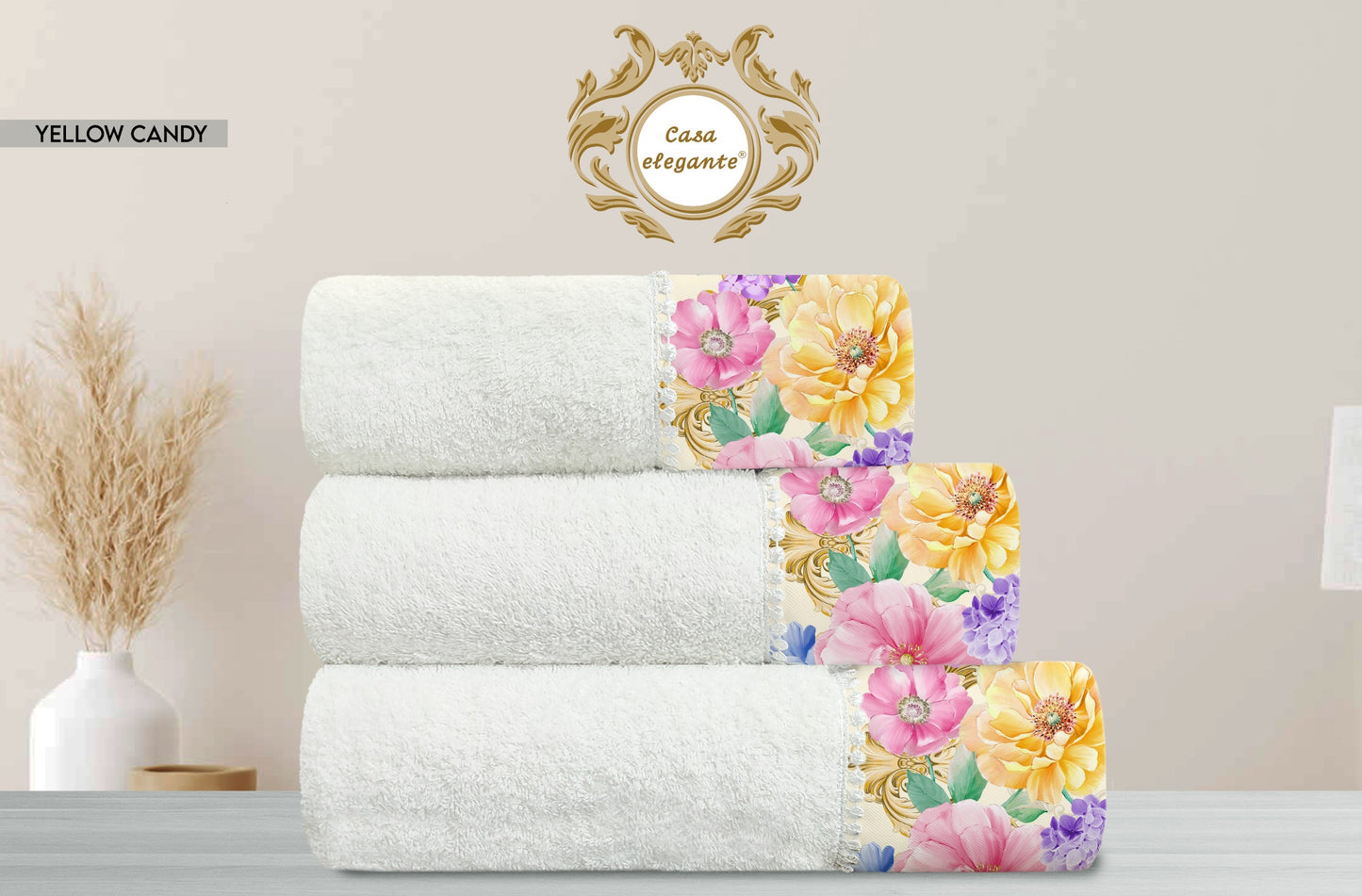 Yellow candy towel set