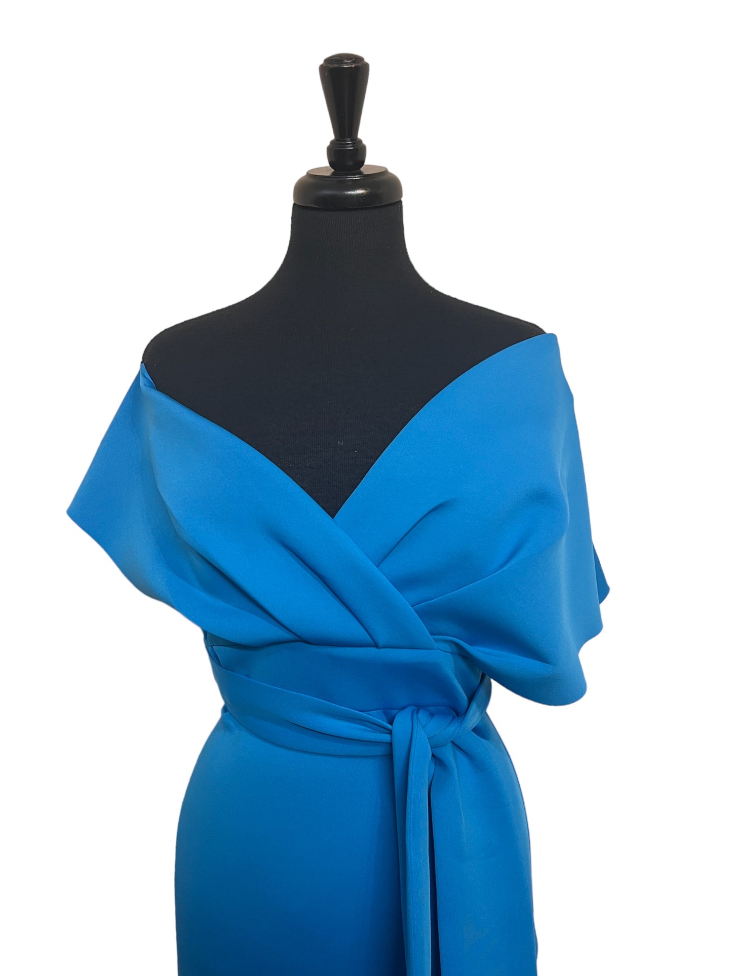 robe crayon bleue longueur genou