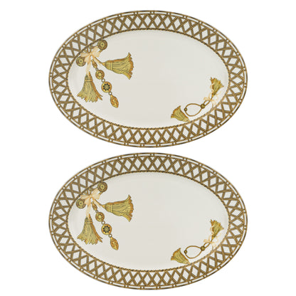 Gold tassels Pair of 16”ovel platter