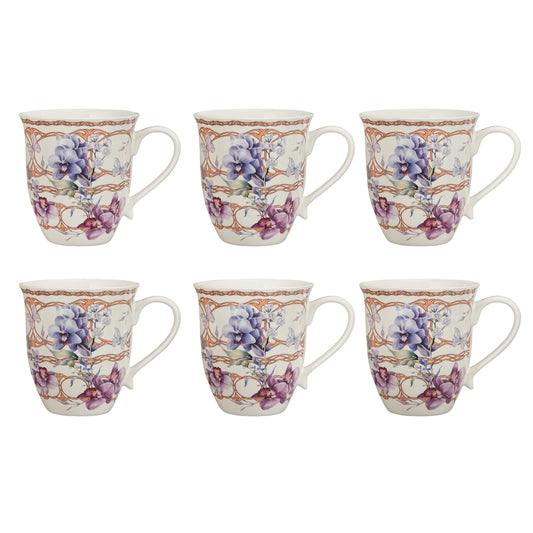 Lilac orchid set of six mugs