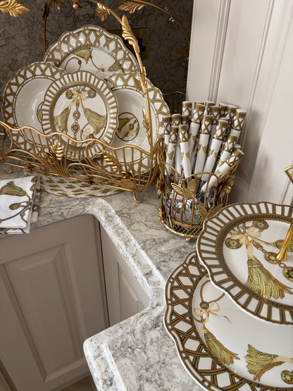 Gold tassels 2 tier cake stand