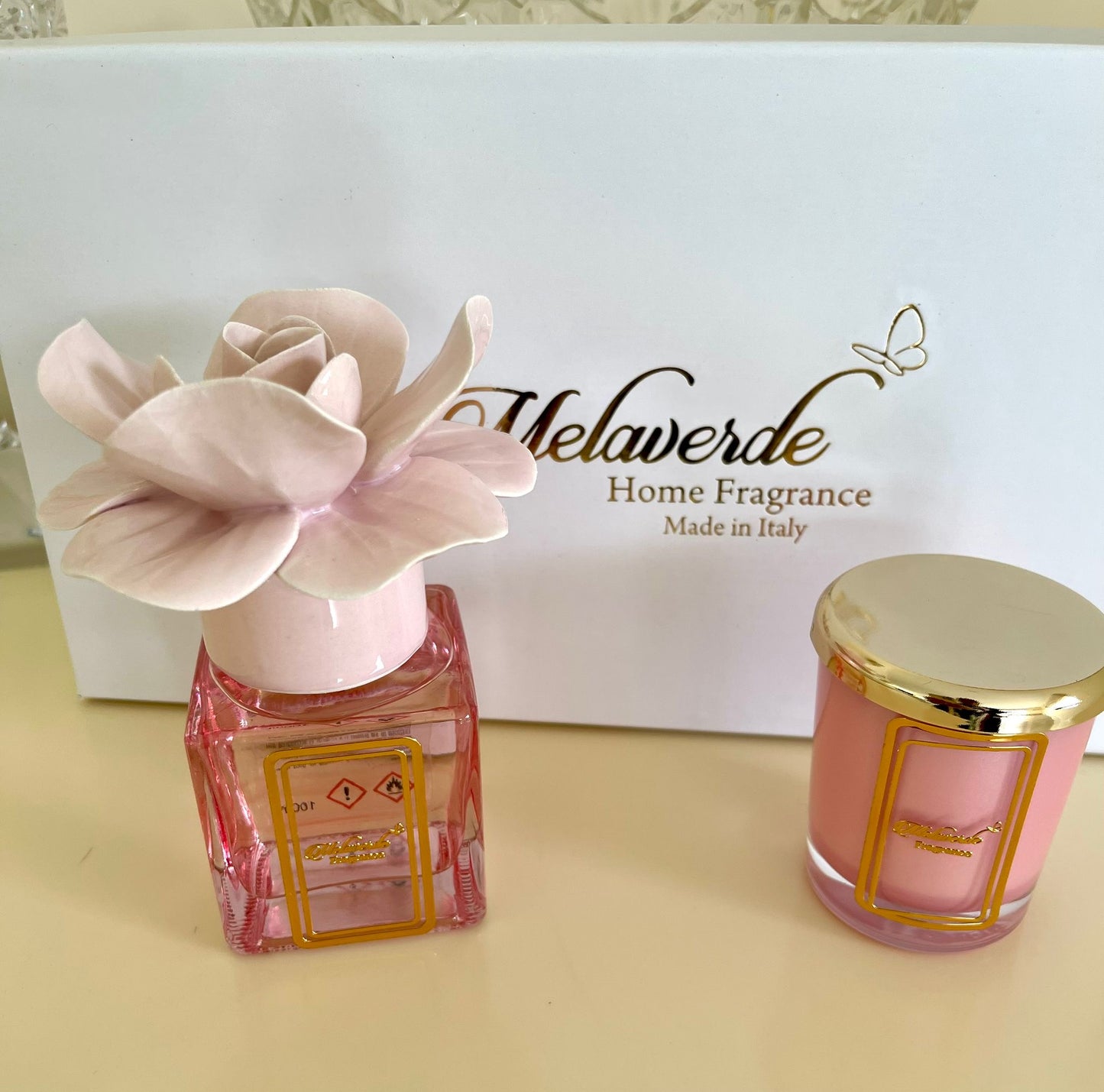 Pink  rose candle& diffuser small gift set