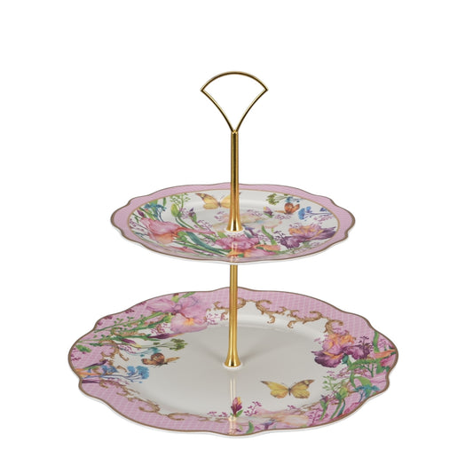 Fiore rosa 2 tier cake stand