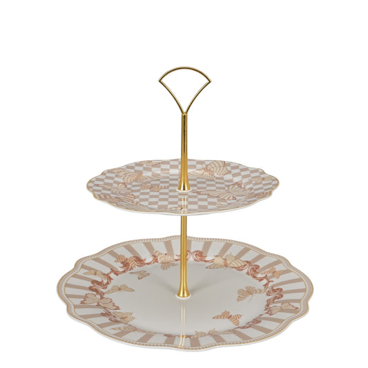 New York mocha 2 tier cake stand