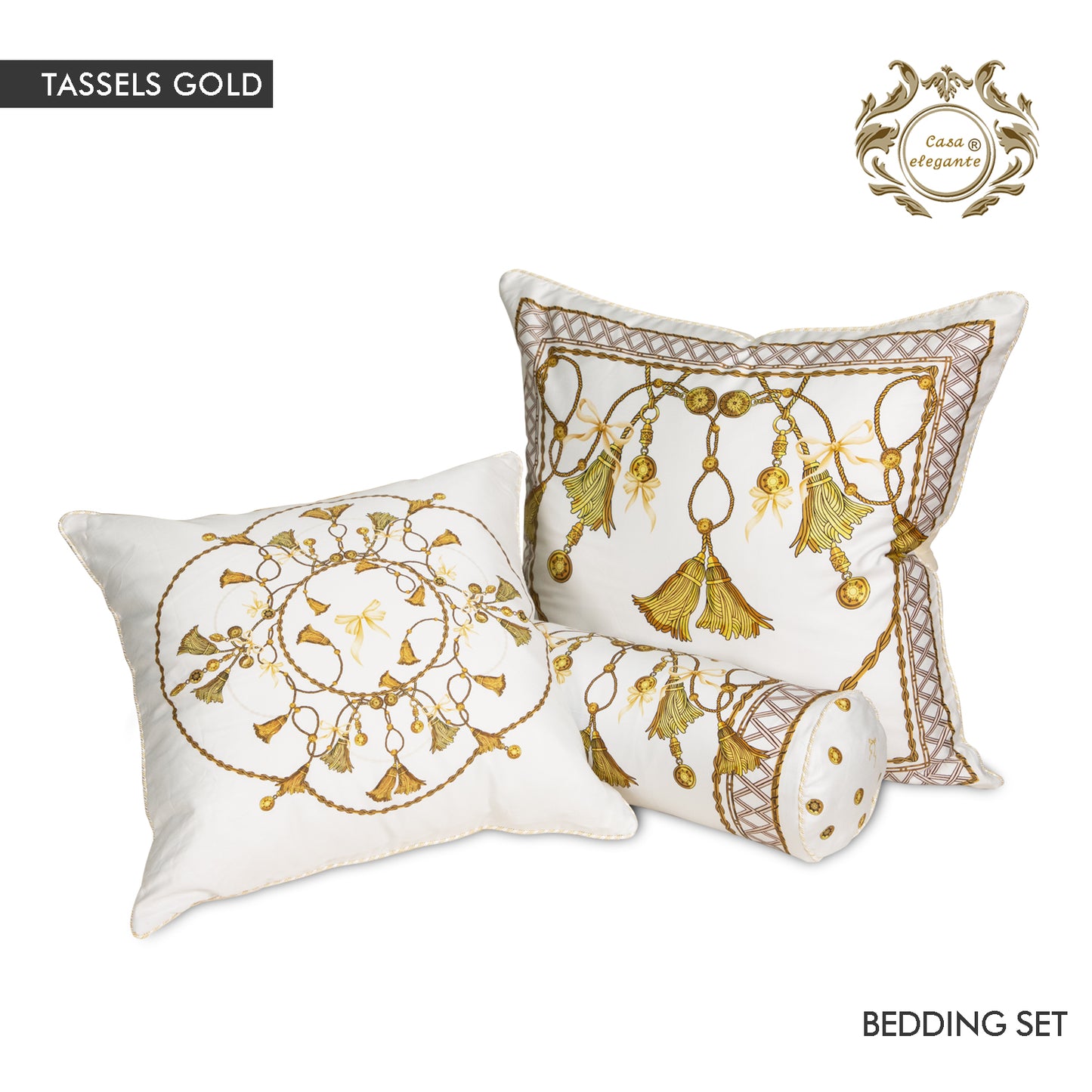 Gold tassels bedding set from