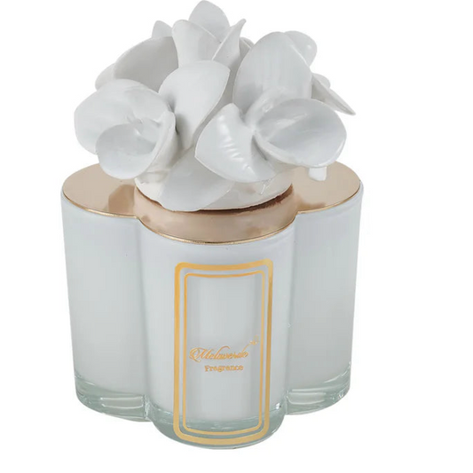Capodimonte white orchid candle