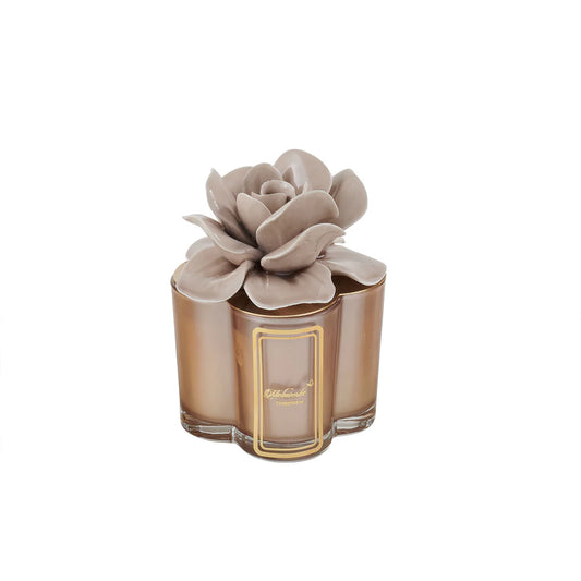 Capodimonte  mocha candle rose