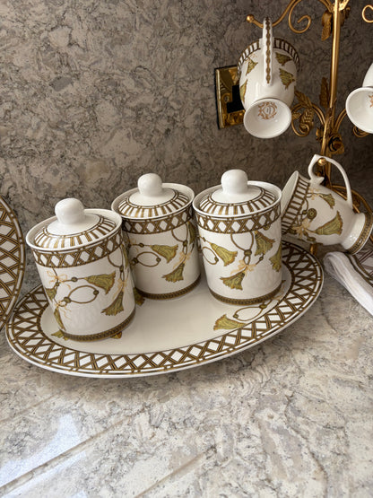Gold tassels canister set