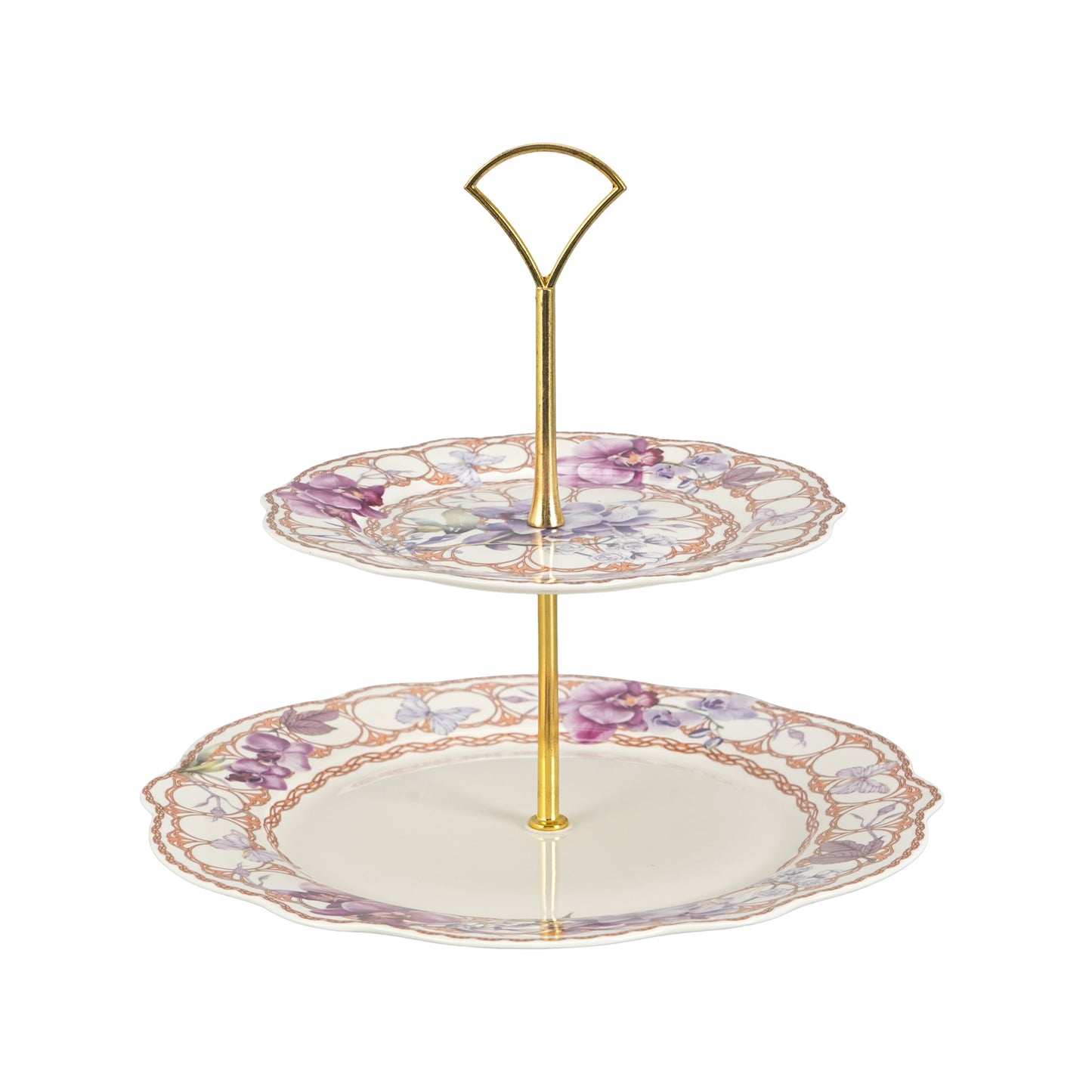 Lilac orchid 2 tier cake stand