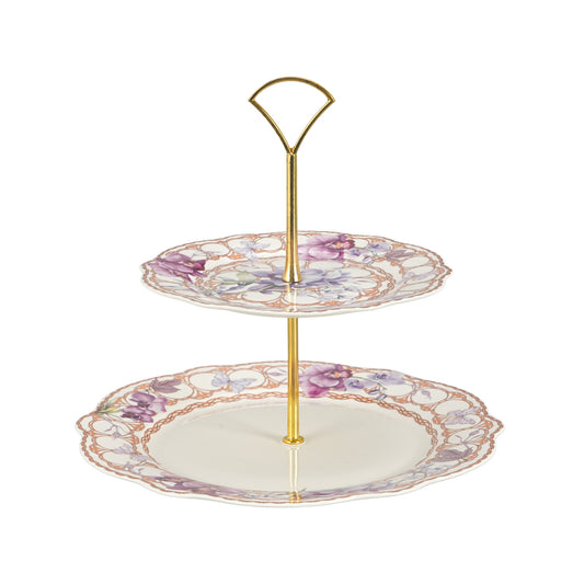 Lilac orchid 2 tier cake stand