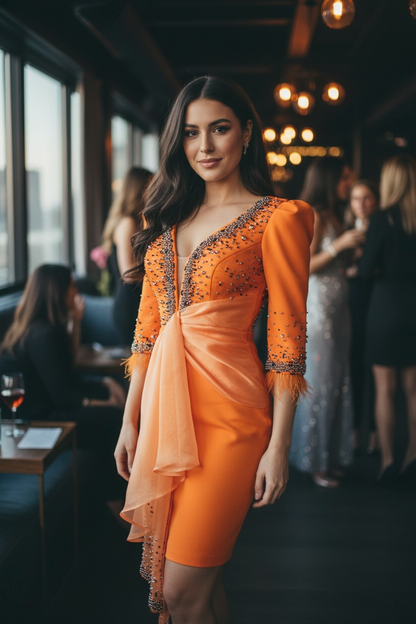 Orange pencil dress
