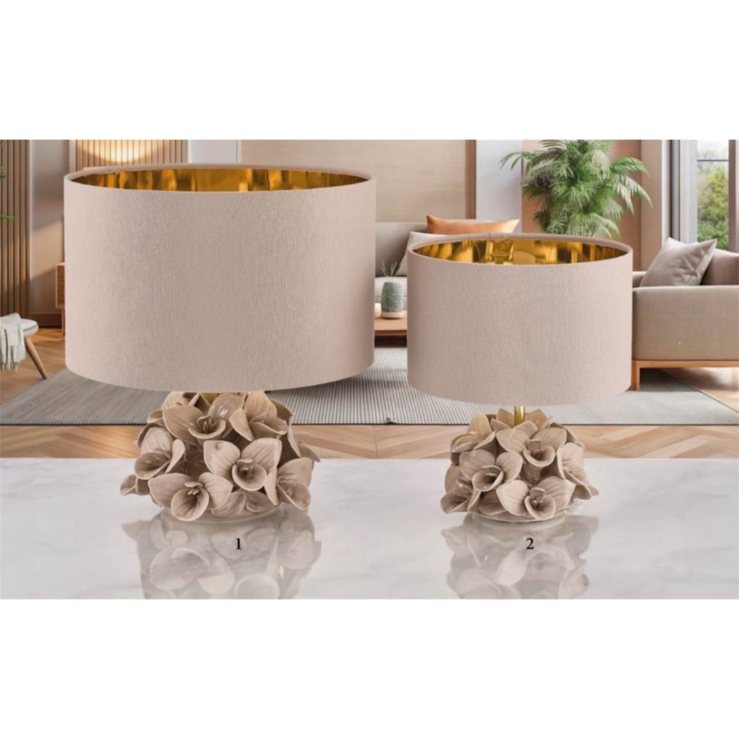Capodimonte beige orchid lamp