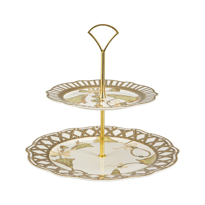 Gold tassels 2 tier cake stand