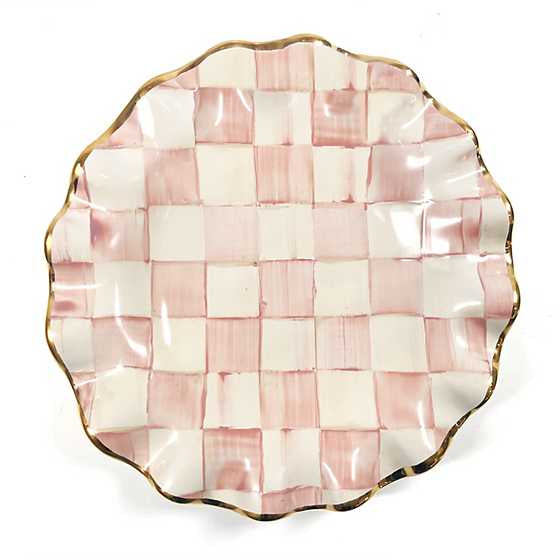 Rosy Check Ceramic Fluted Dessert Plate