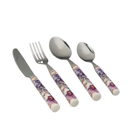 24 pcs lilac orchid cutlery set