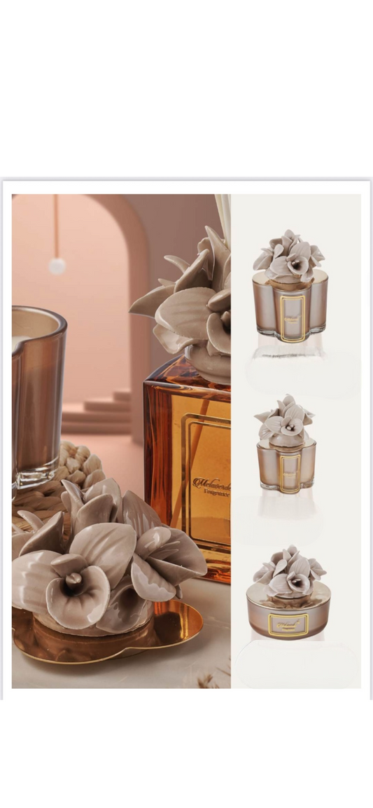 Capodimonte  mocha candle orchid