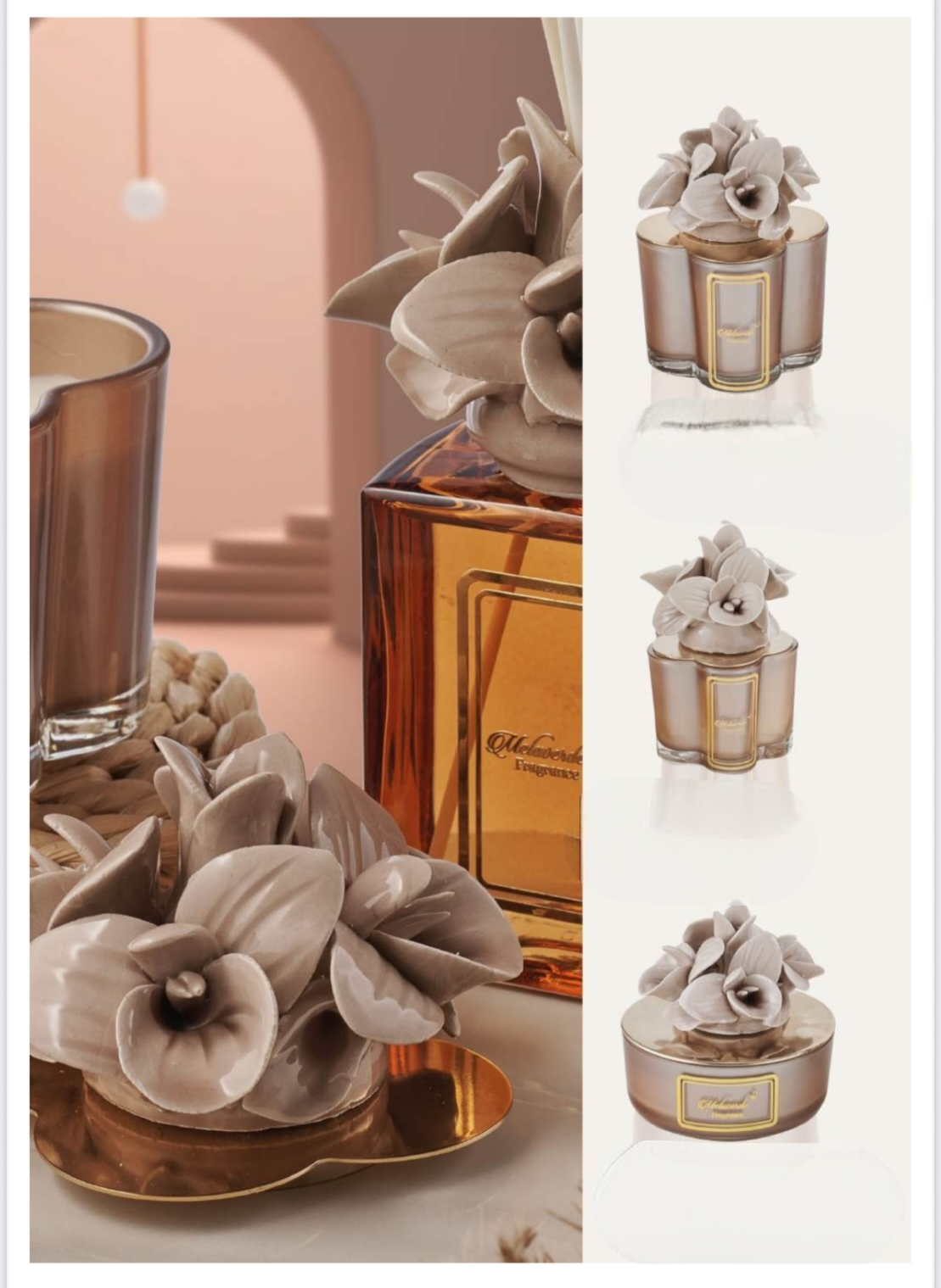 Capodimonte  mocha candle orchid
