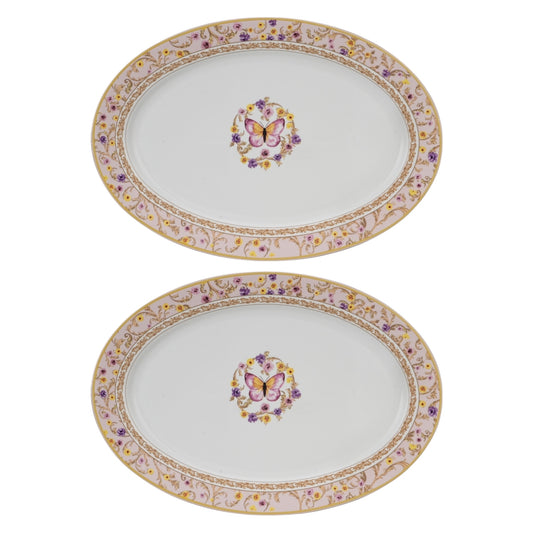 Pink butterfly Pair of 16”ovel platter