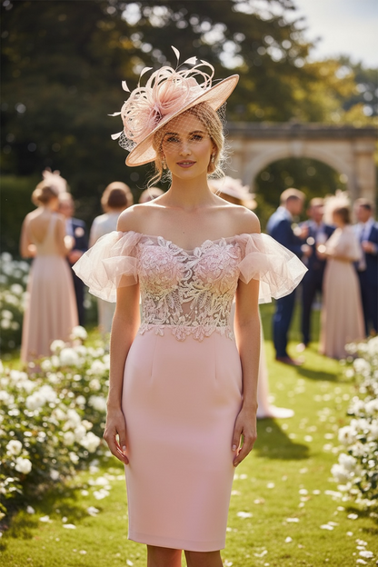 Pale peach pencil dress