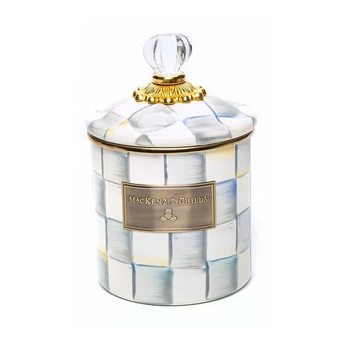 Sterling Check Enamel Canister - Small