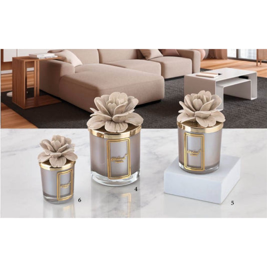 Capodimonte beige rose candle