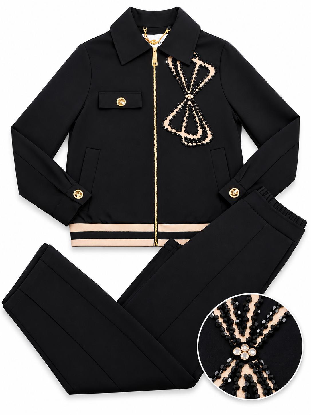 Luxury black & beige lounge set