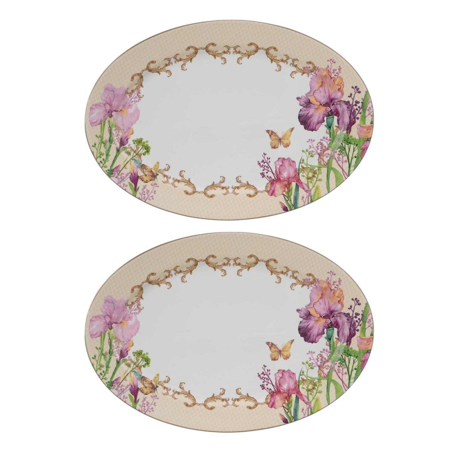 Fiore cream candy Pair of 16”ovel platter