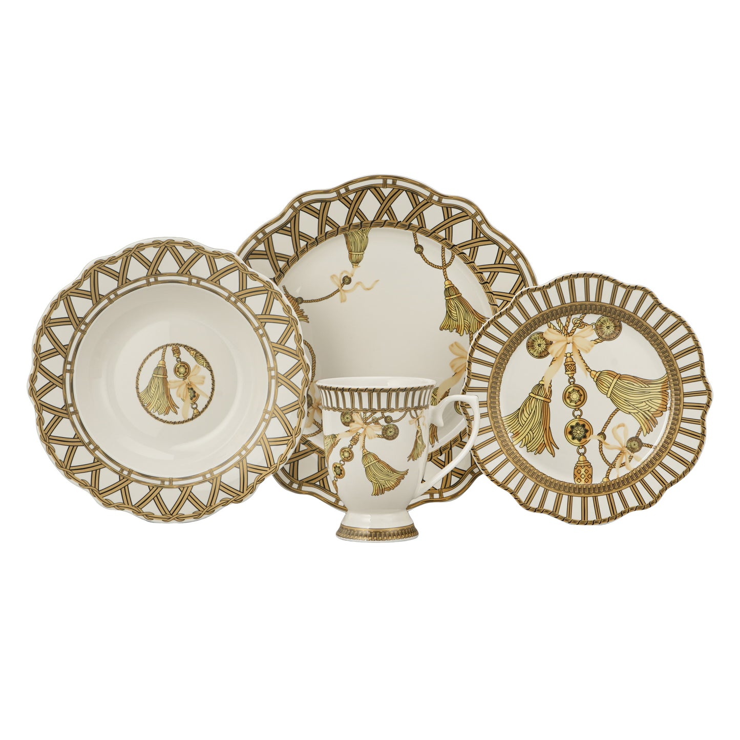 Gold tassels 24 pcs  Dinner set