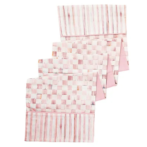 Rosy check table runner